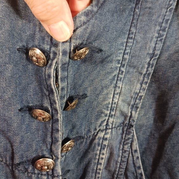 Reba Light Weight 3/4 Sleeve Embellished Denim Jacket Size Small Country Western - Picture 6 of 16